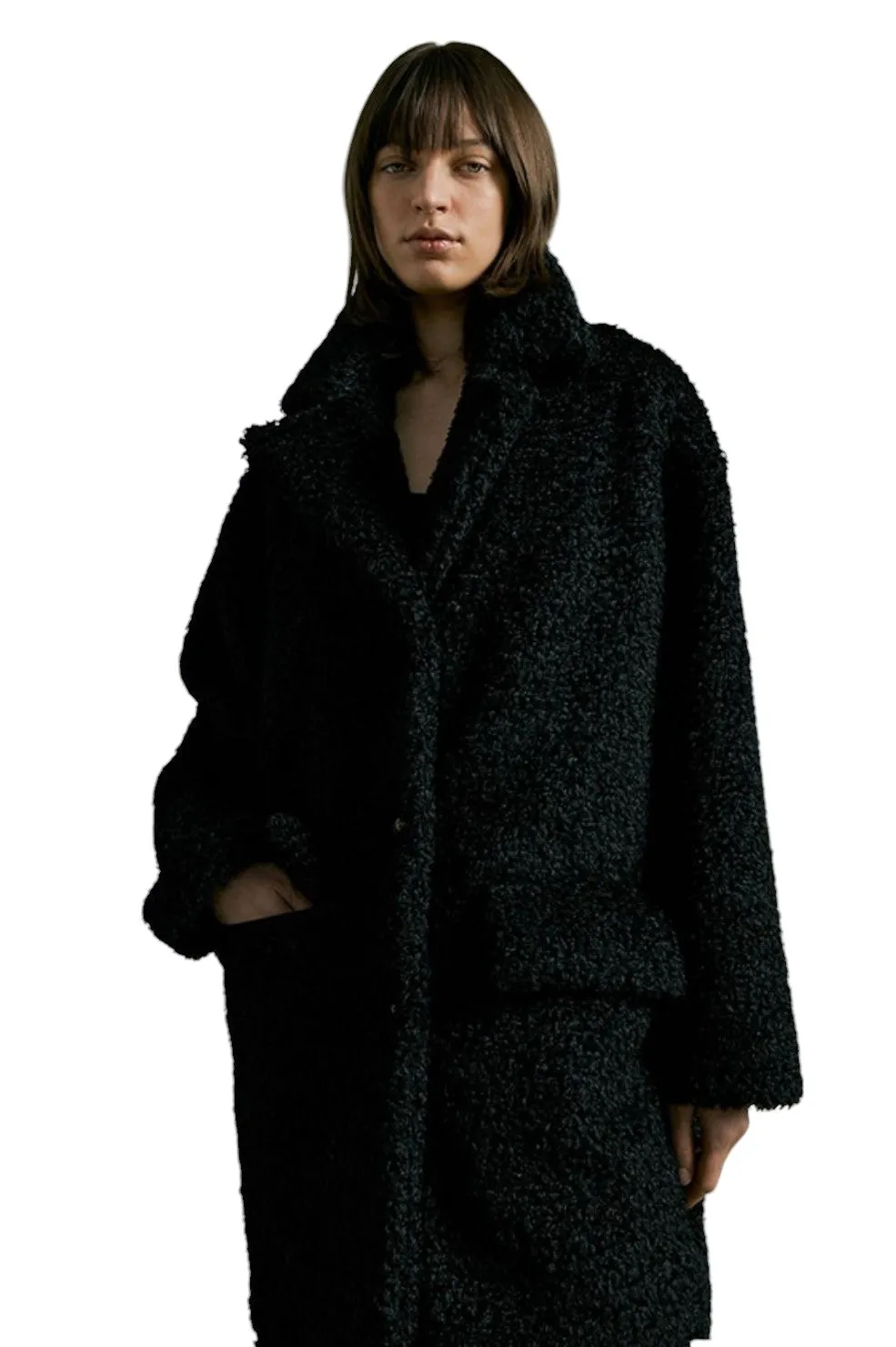 Mani Cocoon Half Coat - Black