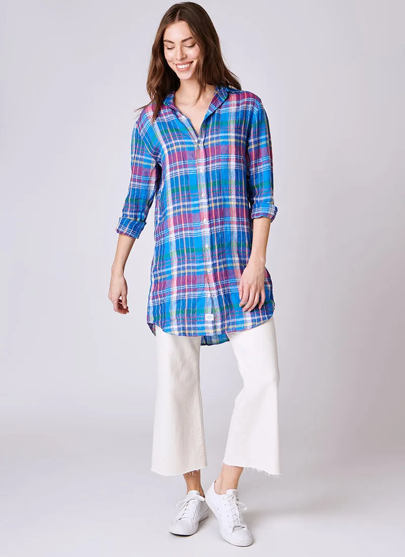 Mary Blue and Pink Plaid Shirt Dress