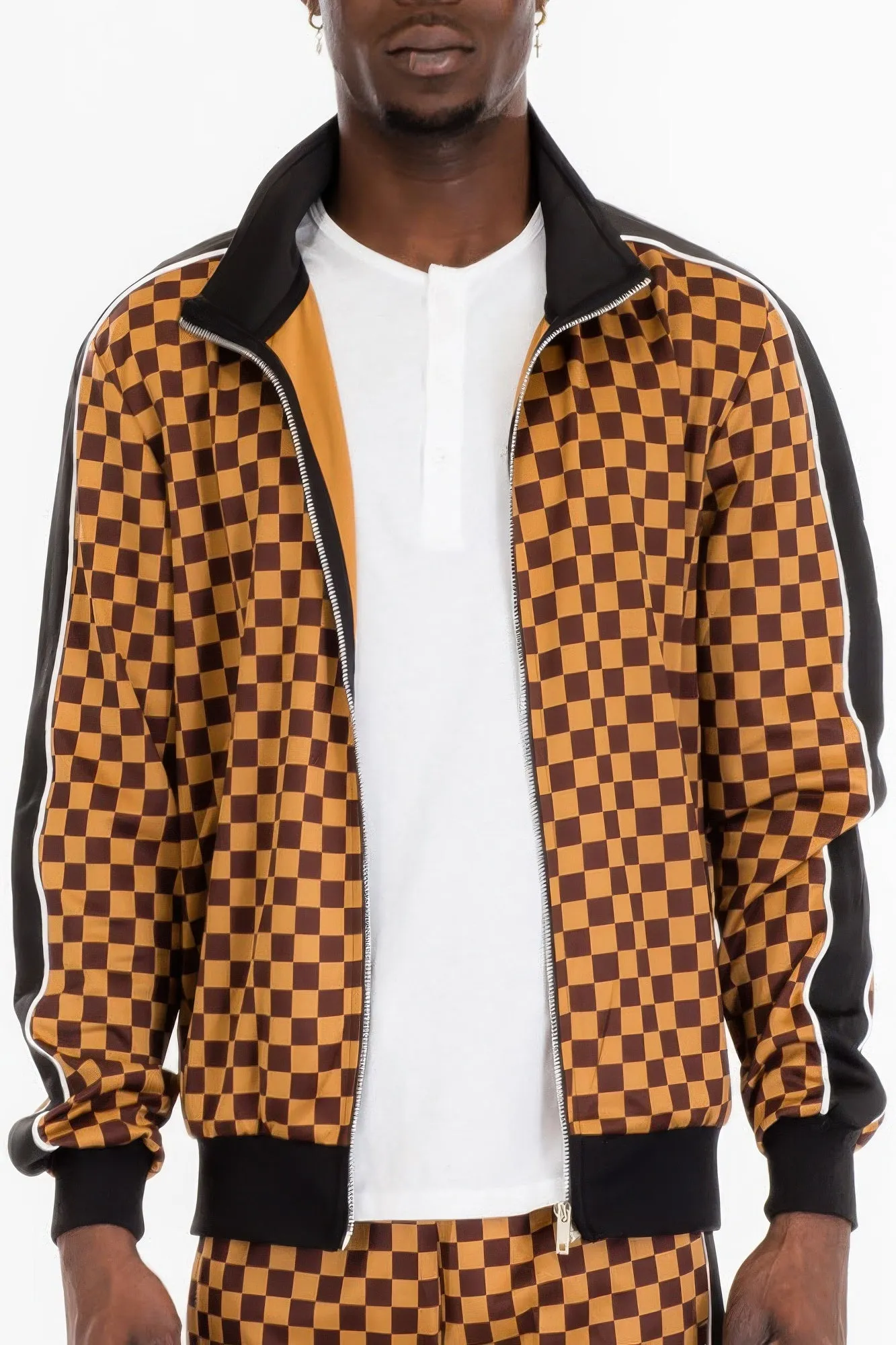 Mens Full Zip Checkered Jacket