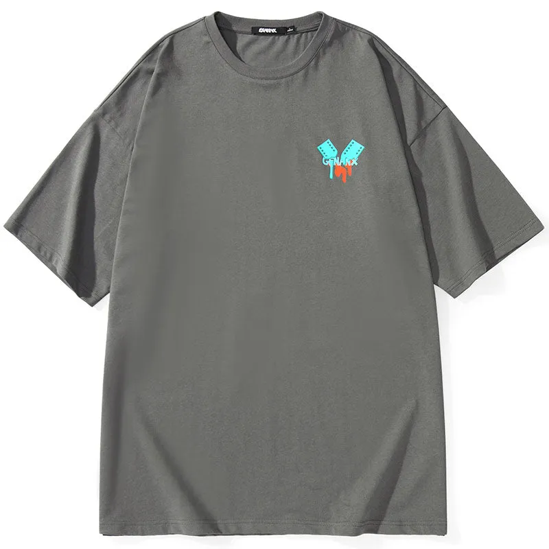 Minimalist Letter Graffiti Film Print T-Shirt
