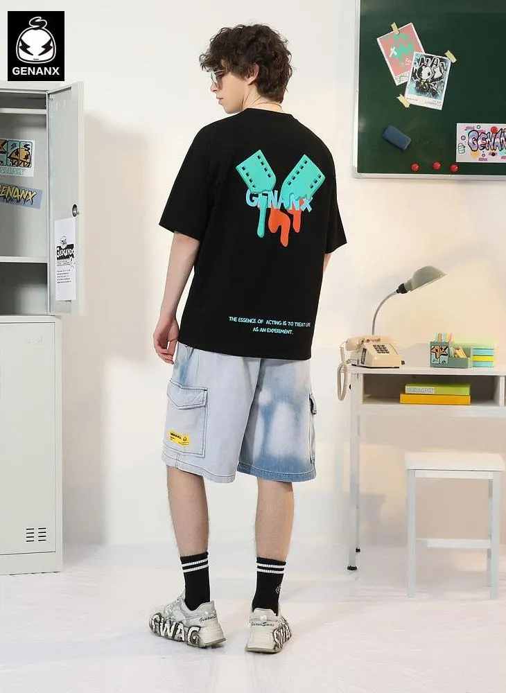Minimalist Letter Graffiti Film Print T-Shirt
