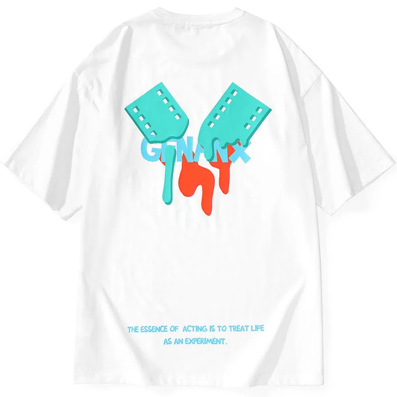 Minimalist Letter Graffiti Film Print T-Shirt