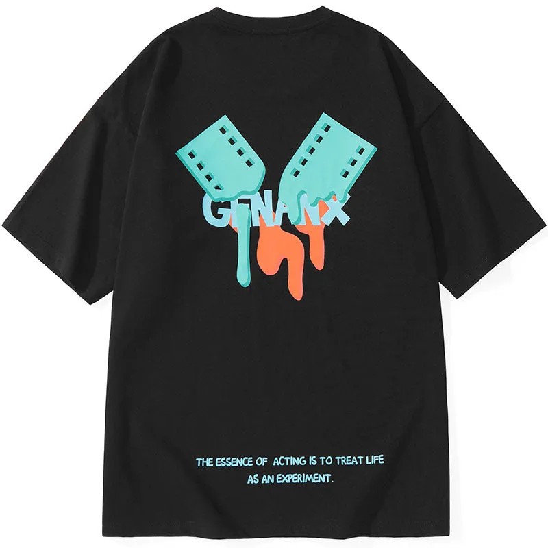 Minimalist Letter Graffiti Film Print T-Shirt