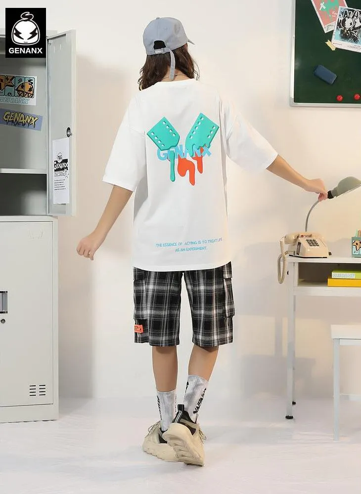 Minimalist Letter Graffiti Film Print T-Shirt