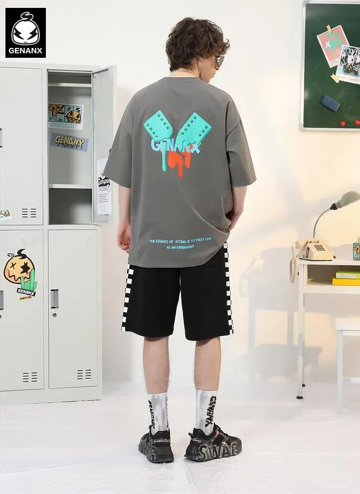 Minimalist Letter Graffiti Film Print T-Shirt