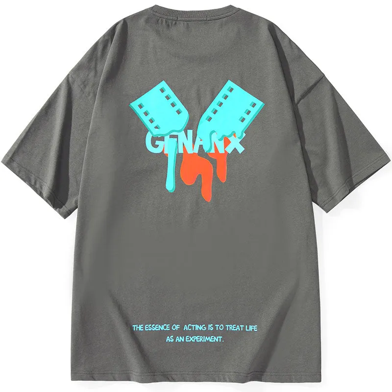 Minimalist Letter Graffiti Film Print T-Shirt