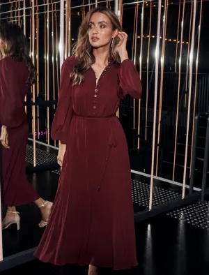 Nina Pleated Button Up Midi Dress