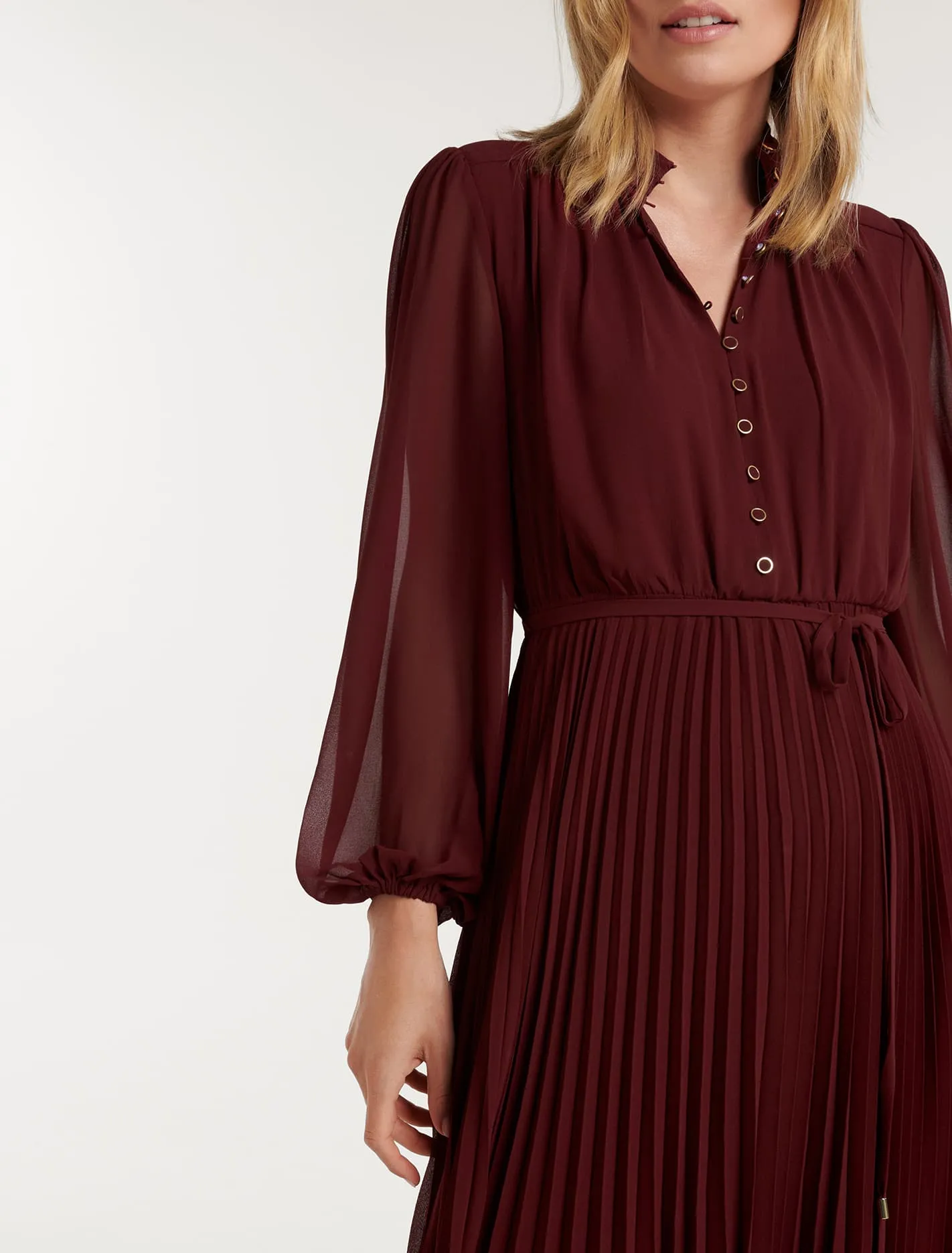 Nina Pleated Button Up Midi Dress
