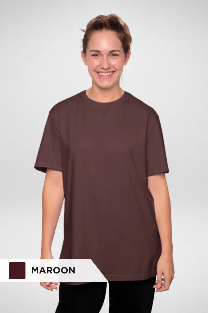 Pack Of 3 Oversized T-Shirts Black Maroon and Navy Blue for Women