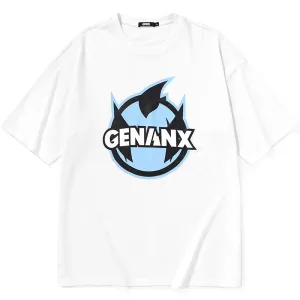 Plain Cartoon Logo Print Minimalist Cotton T-Shirt