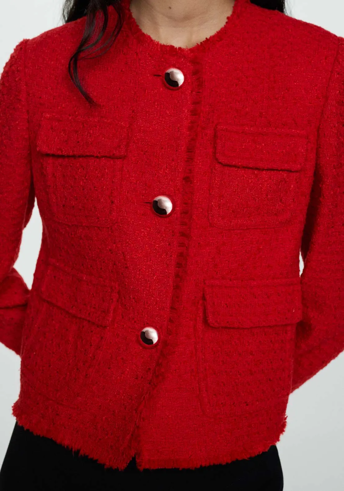 Pocket tweed jacket - Red
