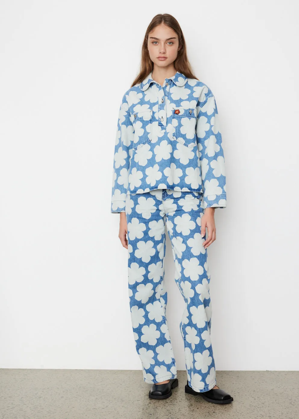 Printed Wide Leg Fit Jeans 32"
