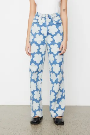 Printed Wide Leg Fit Jeans 32"