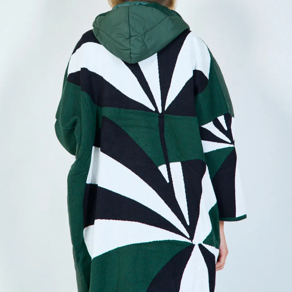 Quilted hooded jacket with abstract back wholesale
