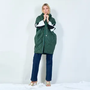 Quilted hooded jacket with abstract back wholesale