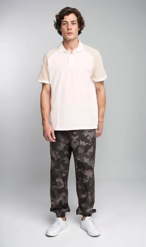 R207054 - Pique Polo Shirt - White & Beige