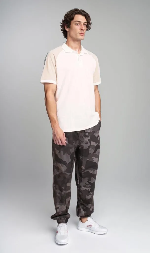 R207054 - Pique Polo Shirt - White & Beige