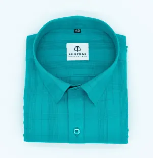 Rama Green Color Pure Cotton Shirts For Men