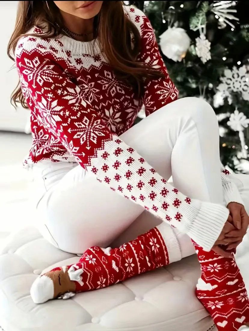 Red & White Snowflake Christmas Sweater