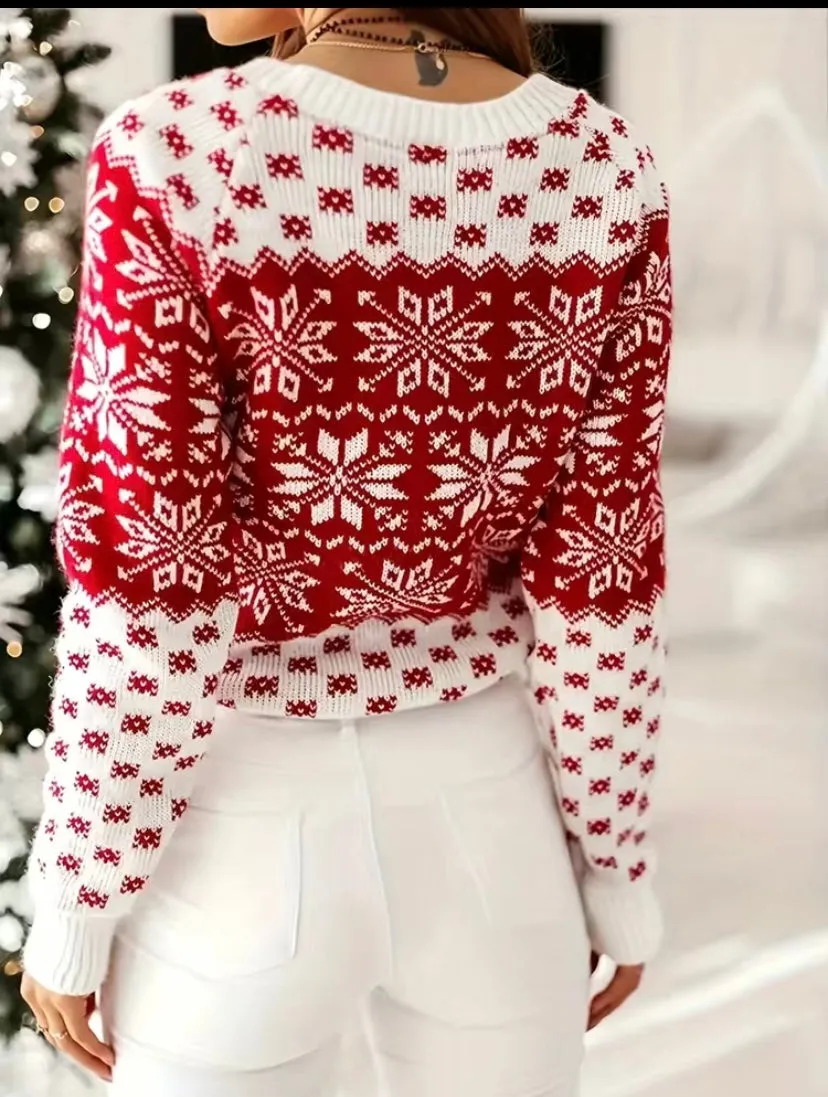 Red & White Snowflake Christmas Sweater