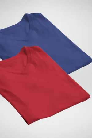 Red and Royal Blue V Neck T-Shirts Combo for Men