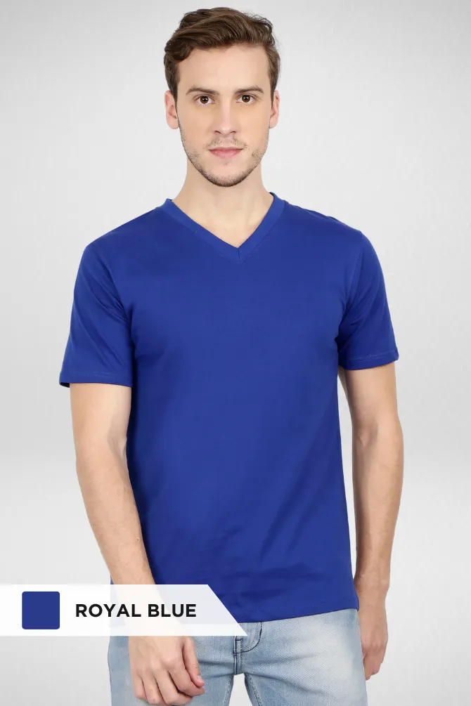 Red and Royal Blue V Neck T-Shirts Combo for Men