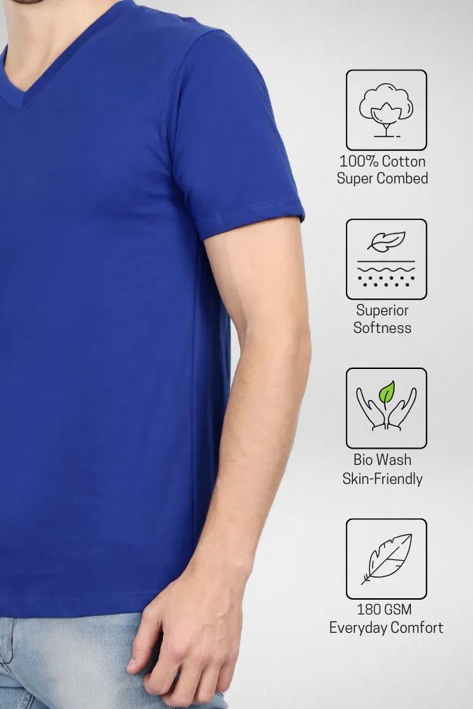 Red and Royal Blue V Neck T-Shirts Combo for Men