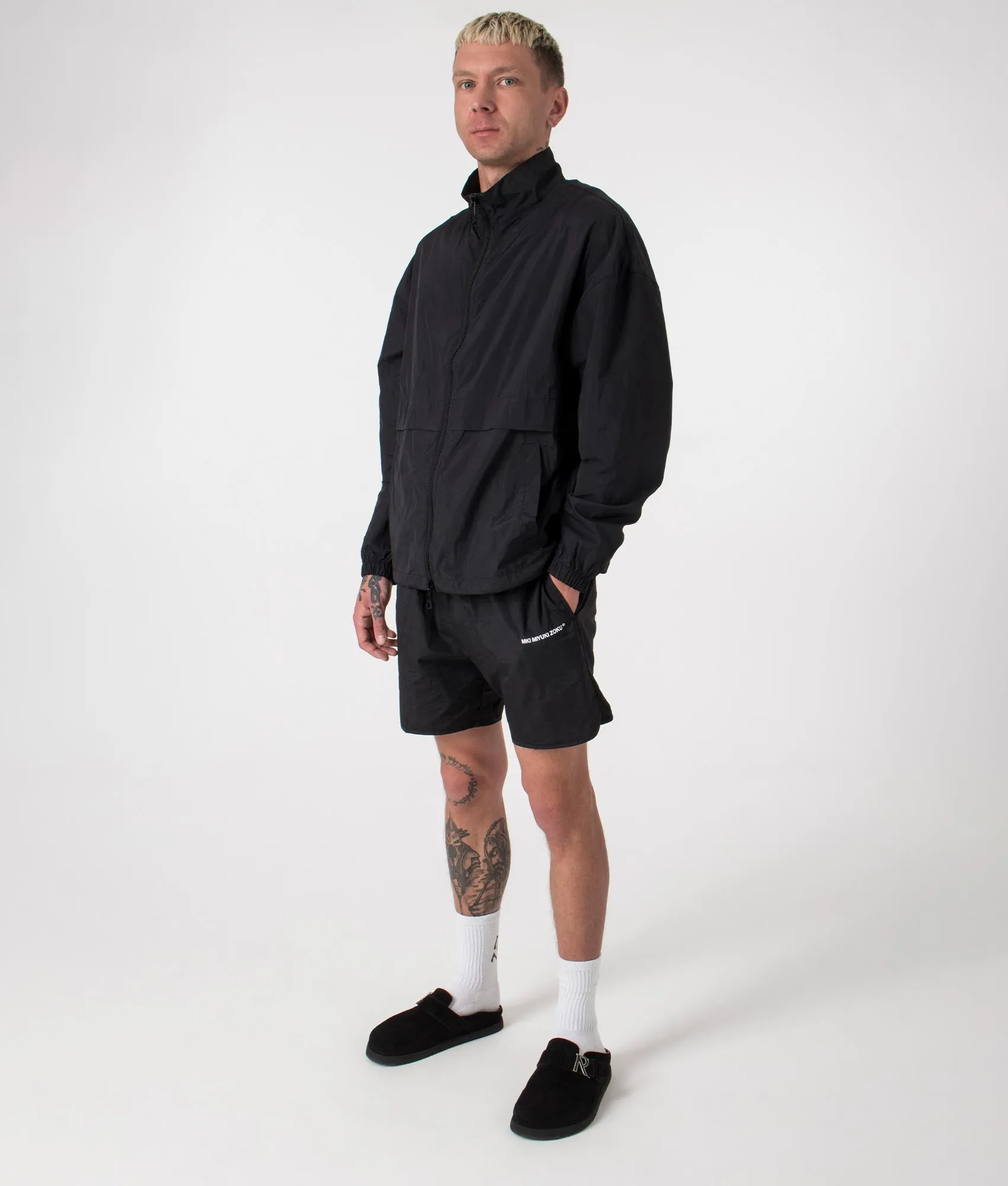 Relaxed Fit Crinkle Nylon Track Shorts