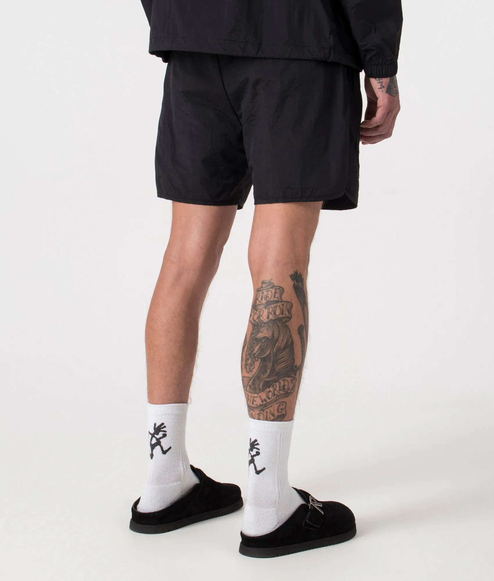 Relaxed Fit Crinkle Nylon Track Shorts
