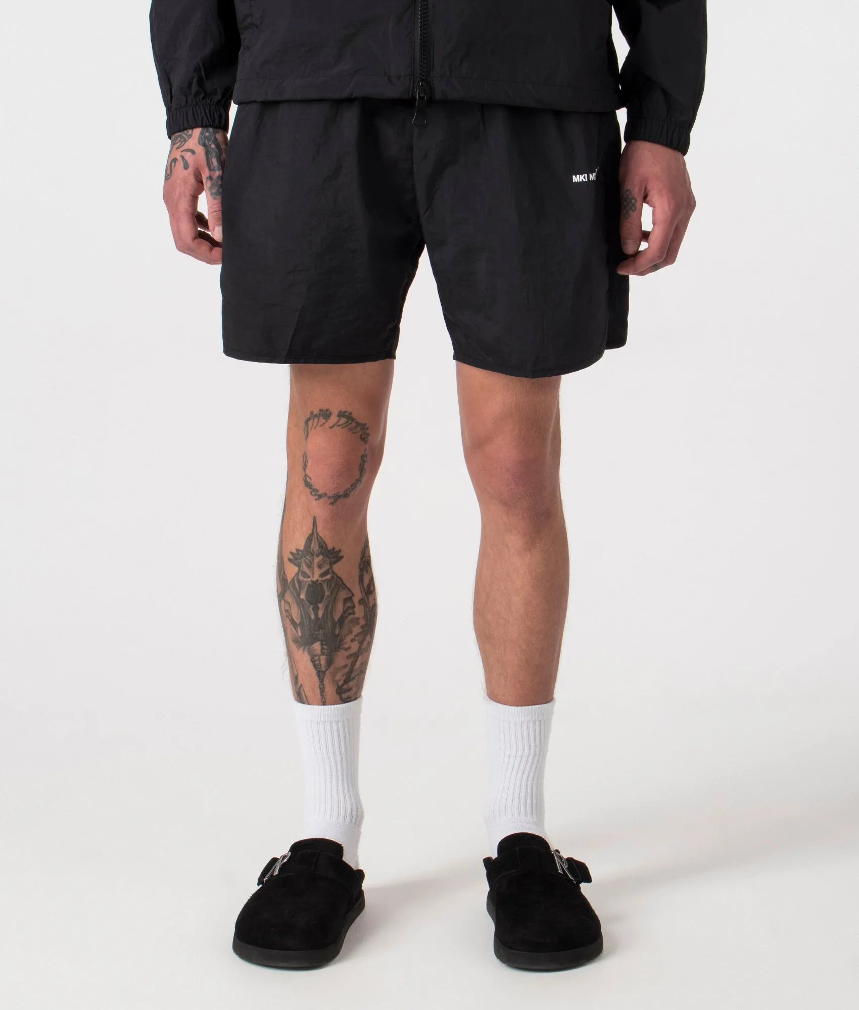Relaxed Fit Crinkle Nylon Track Shorts