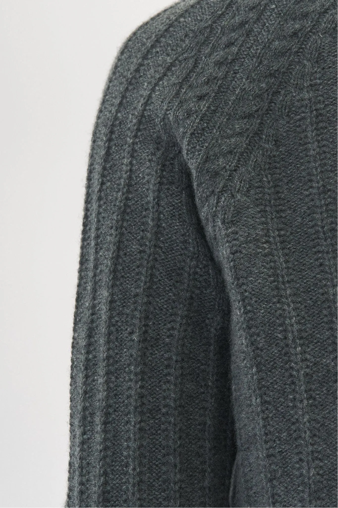 Robertson Madison 100% Cashmere Ribbed Cardigan CC-255 | Dark Heather Grey