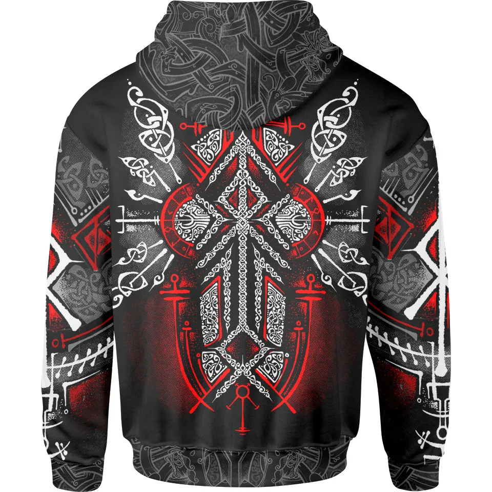 Runes of Loki Zip Hoodie - Red Edition