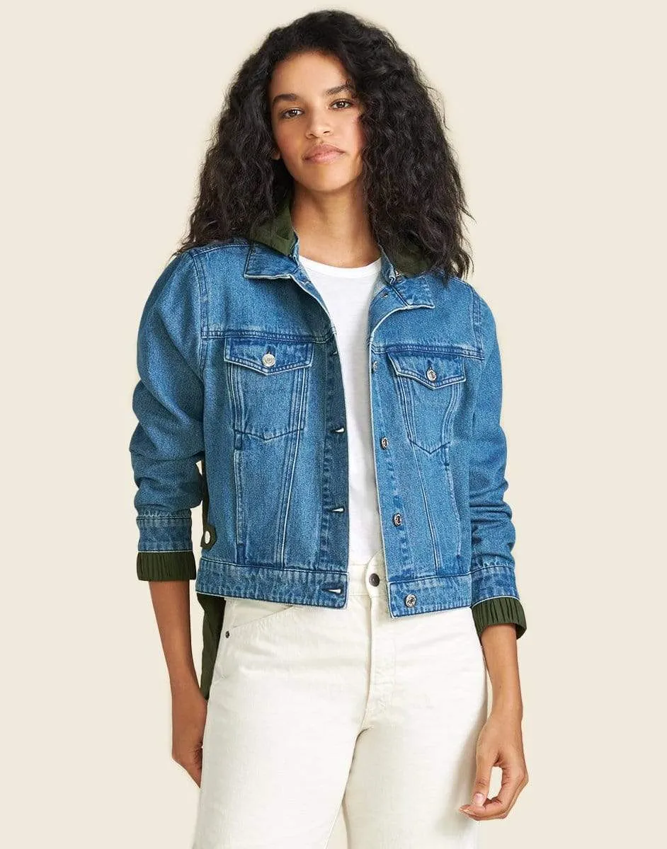 Shani Mixed-Media Denim Jacket