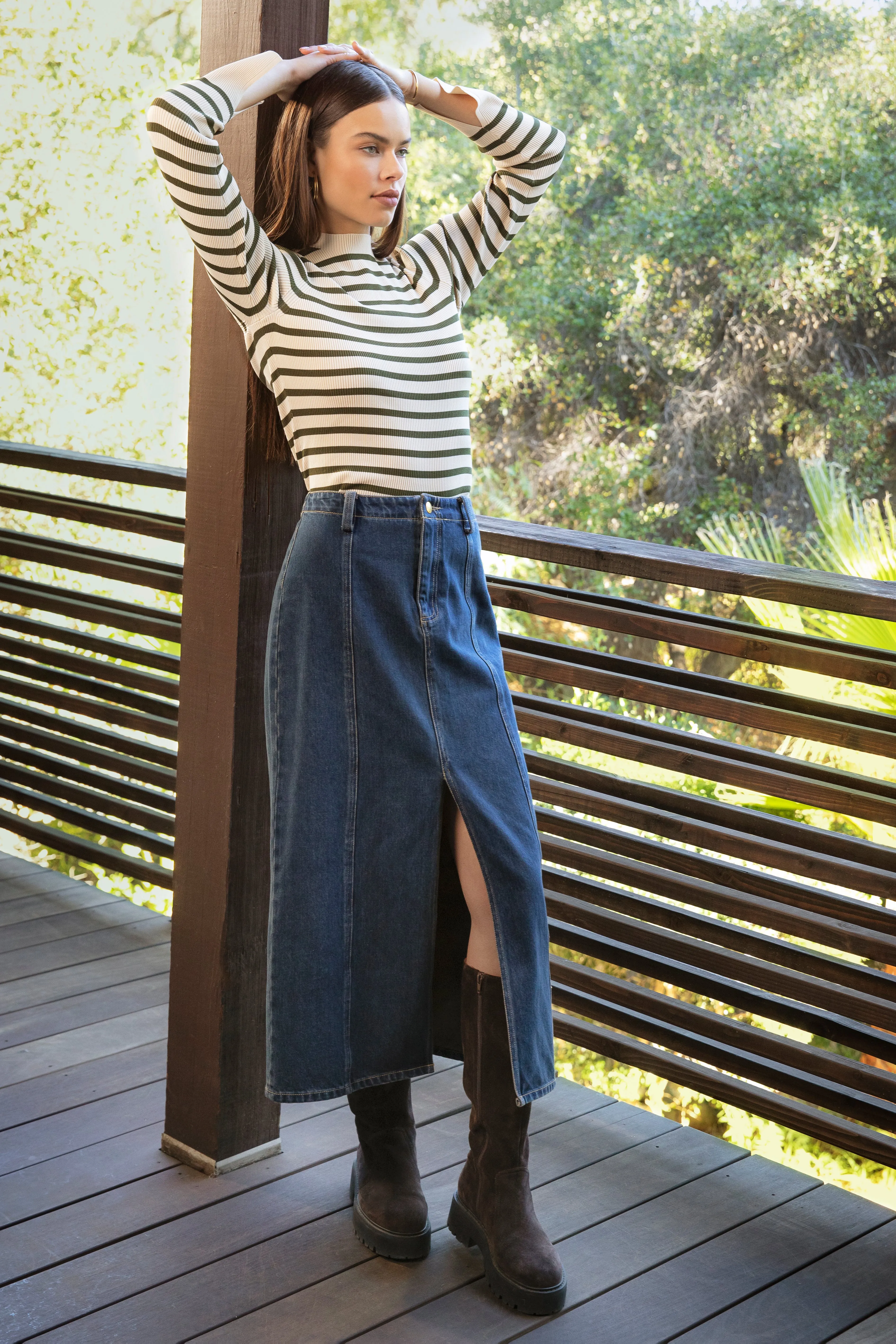 Teresa Off White Green Stripe Sweater