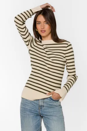 Teresa Off White Green Stripe Sweater