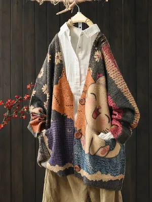 Women Cat Knitted Warm Sweater