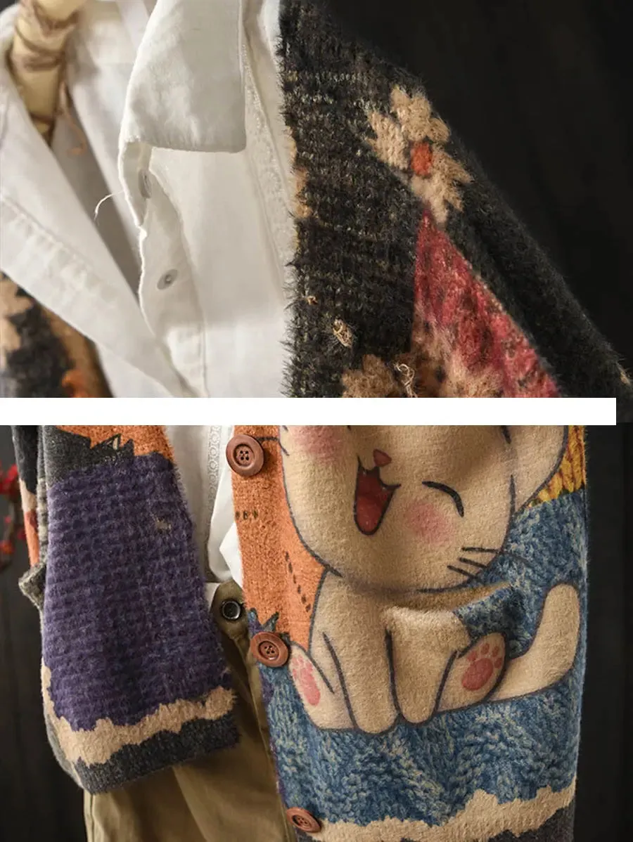 Women Cat Knitted Warm Sweater