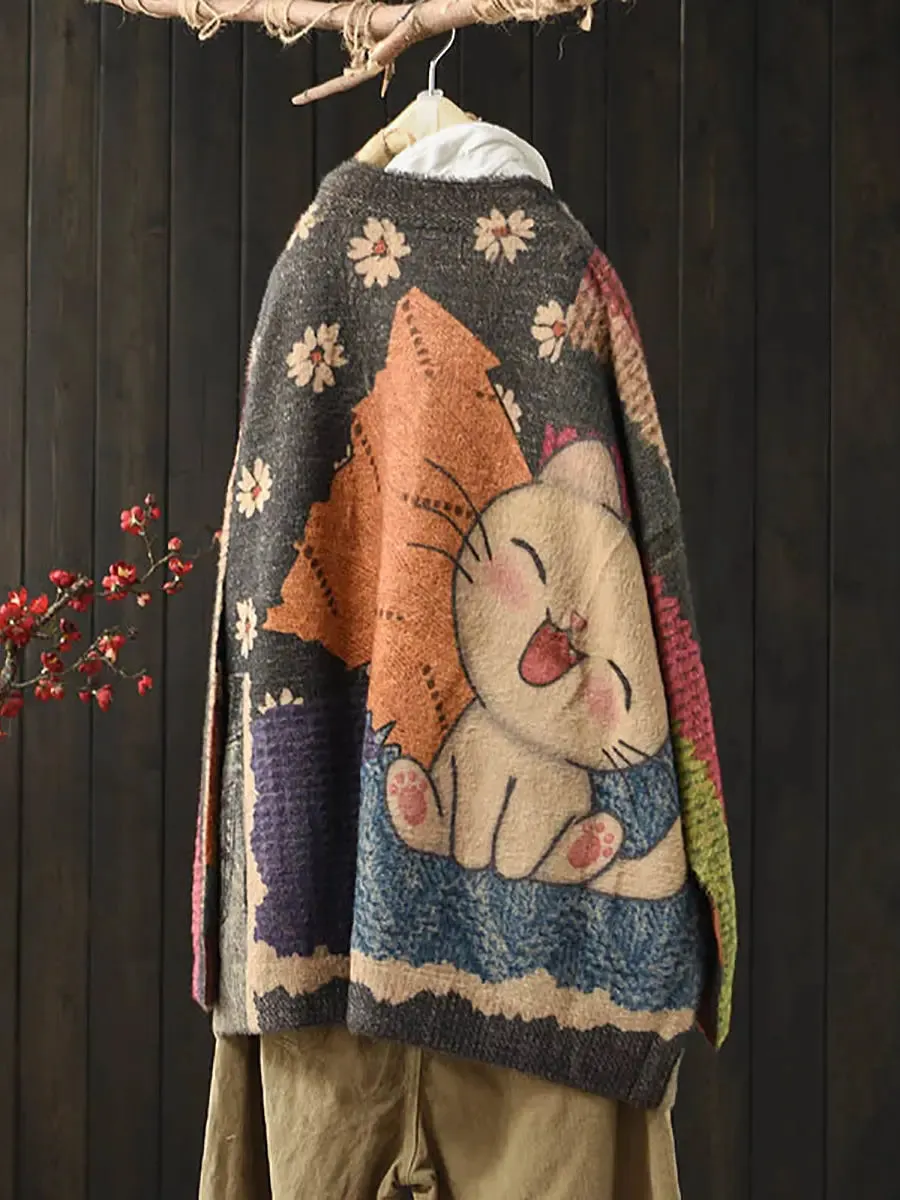 Women Cat Knitted Warm Sweater