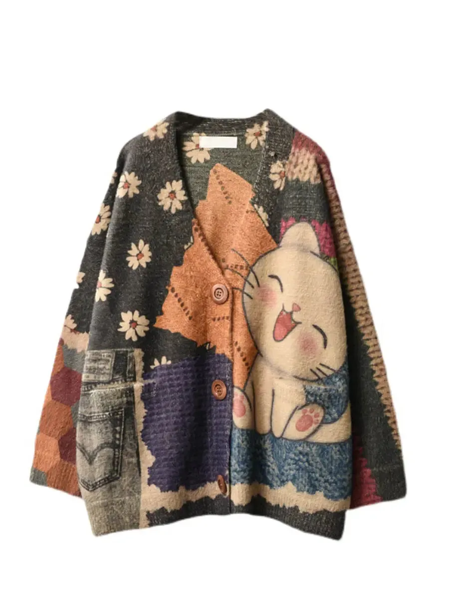 Women Cat Knitted Warm Sweater