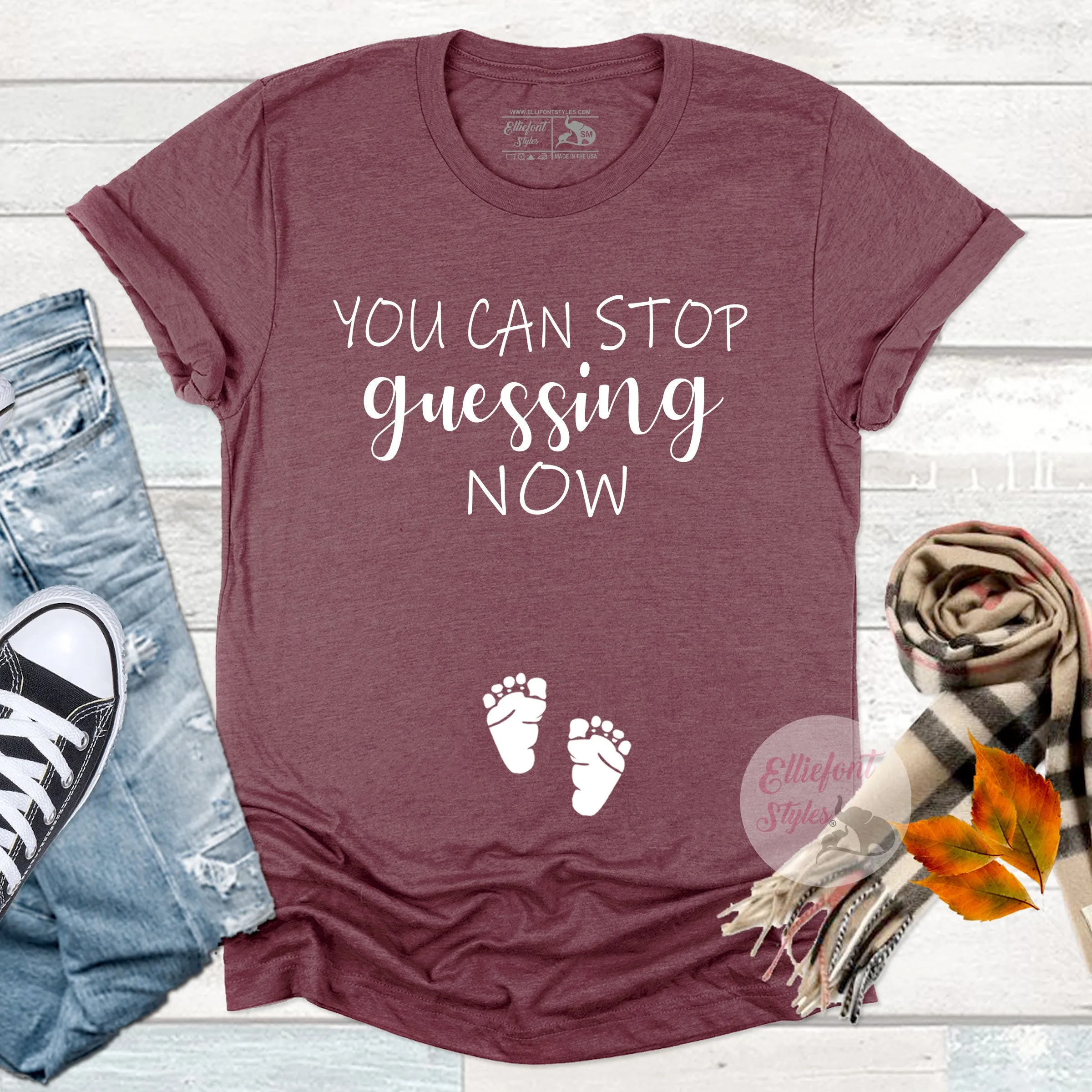 You Can Stop Guessing Now Funny Pregnancy Announcement Shirt Graphic Tee