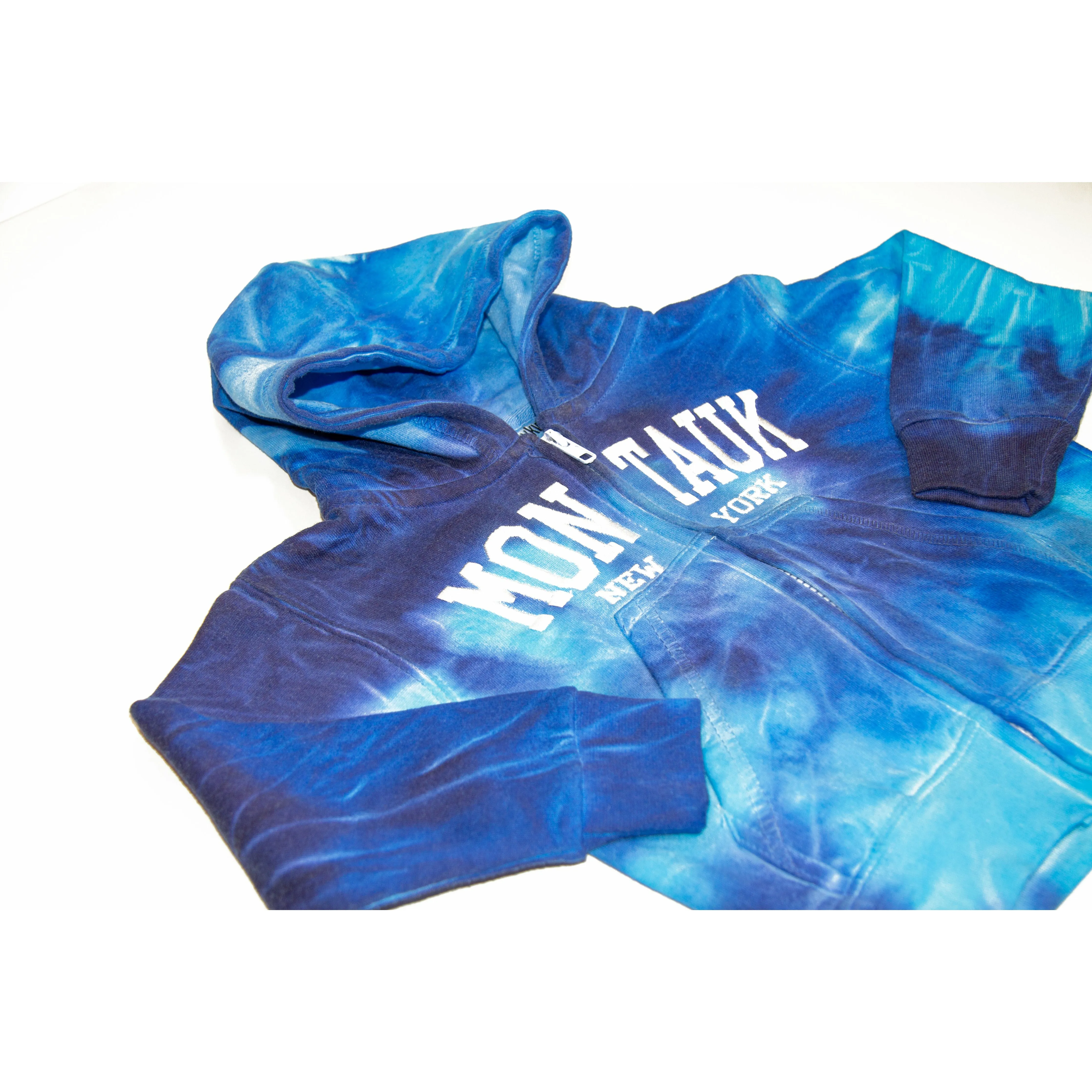 Youth Montauk The End Embroidered Zip-Up Hoodie in Tie Dye